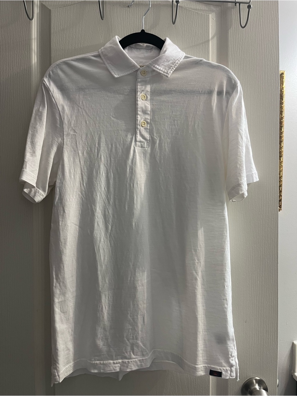 Faherty Sunwashed Polo Organic Cotton White S Short Sleeve Collared Button Men